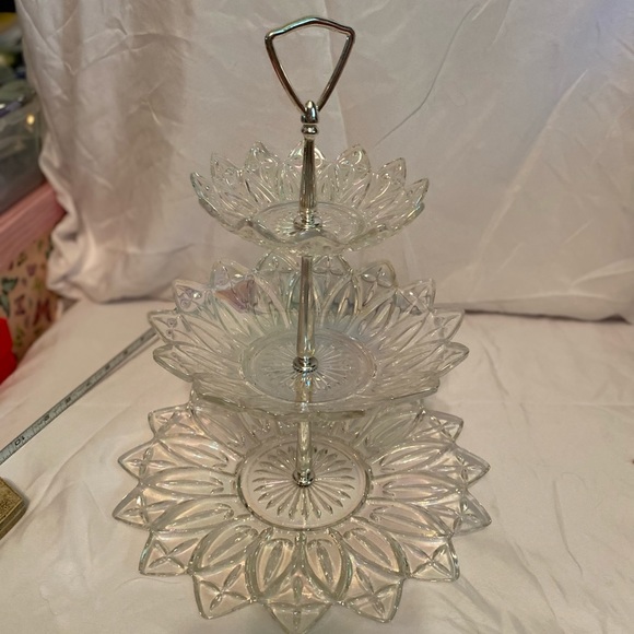 Rainbow crystal three tier candy dish - Picture 1 of 14